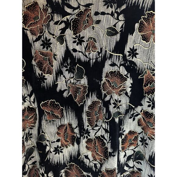 Vtg Whimsygoth Orange Floral On Black Long Sleeve With Gold Metallic Size S - Picture 3 of 7